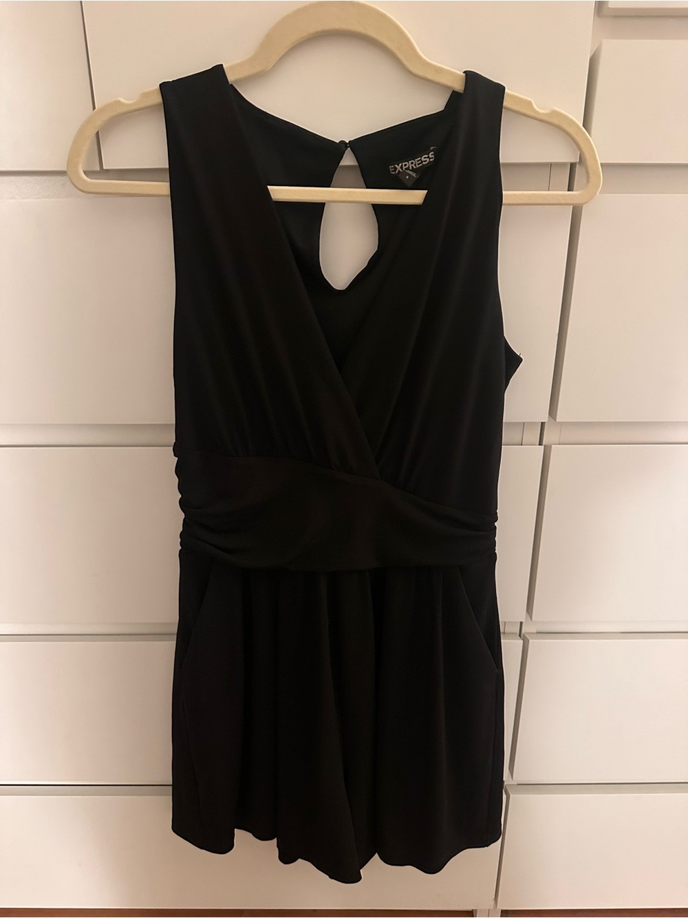Express Black Sleeveless Wrap Romper